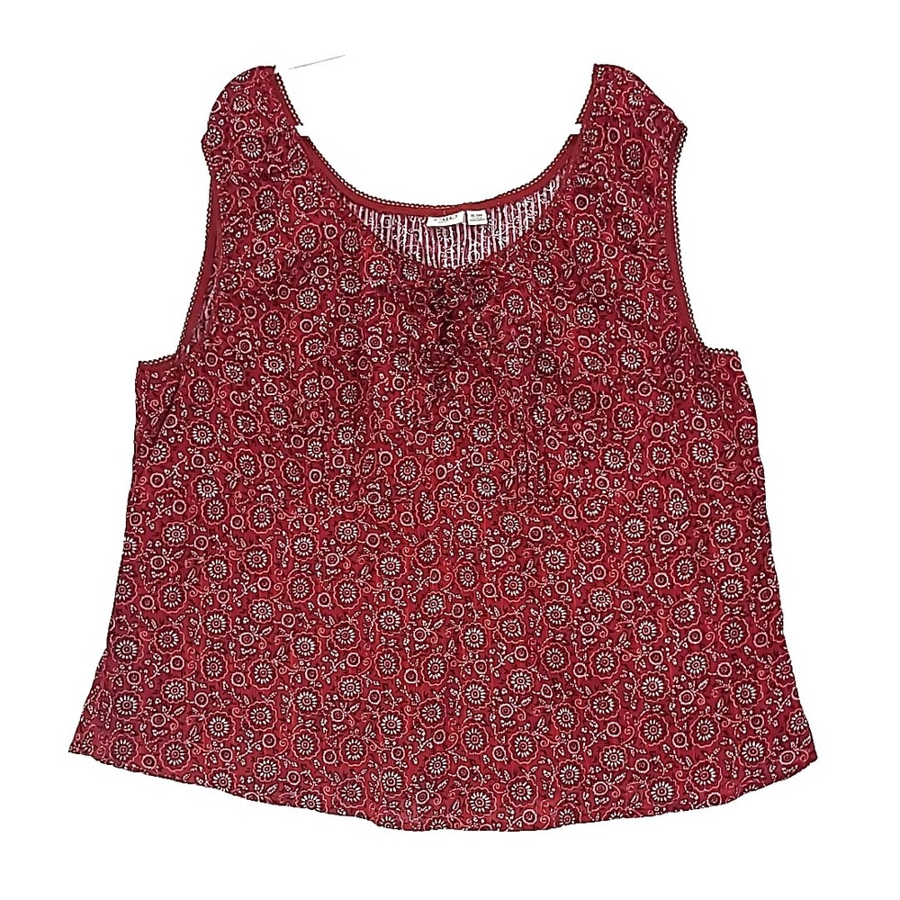 Cotton Tank Top Sz 26 28 Bandana‎ Print Lace Up Front Cato Zipper side